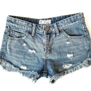 Free People | Dolphin Cutoff Distressed Jean Shorts US 24
